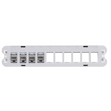 Bandeau équipé de connecteur keystone RJ45 grade 3TV Cat.6A blindés