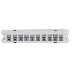 Bandeau équipé de 8 connecteur keystone RJ45 grade 3TV Cat.6A blindés